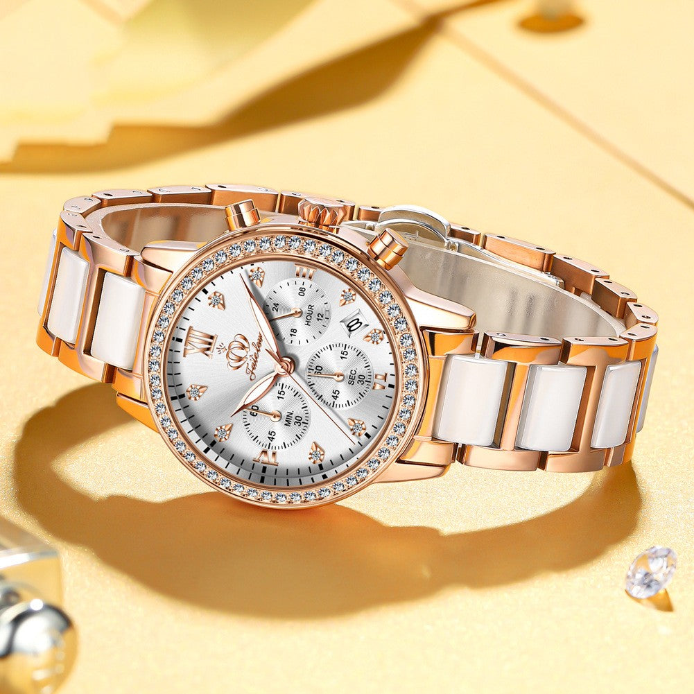 Simple Rhinestone Quartz Watch Waterproof Women's Watch