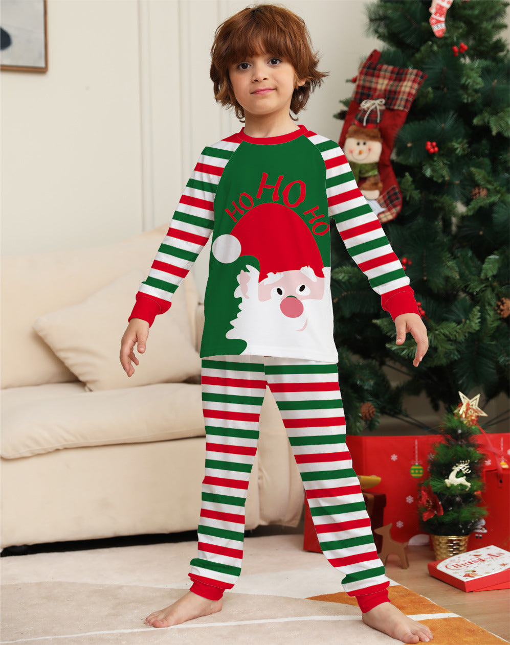 Family Christmas Pajamas Matching Sets Red Stripe Xmas Holiday Sleepwear Jammies Long Sleeve PJs Outfits