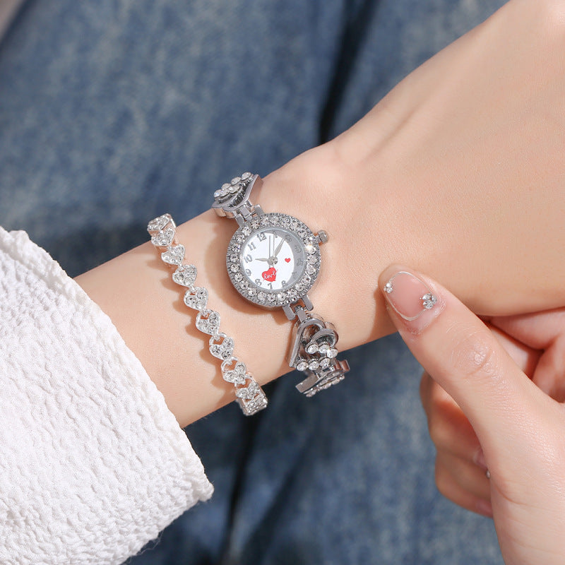 Heart Shape Diamond Small Dial Bracelet Watch Ladies