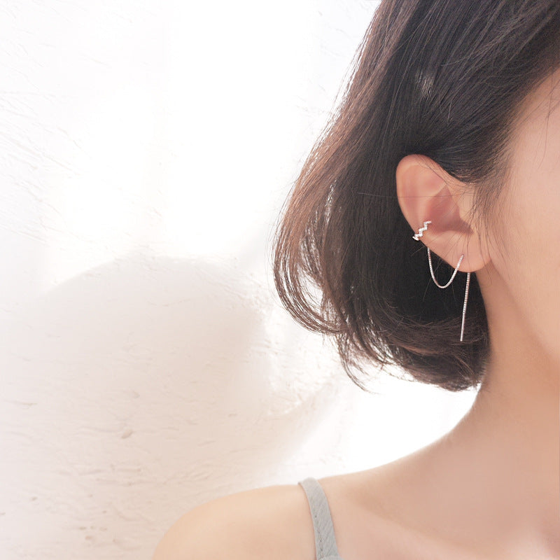 S925 silver ear wire one-piece two earrings