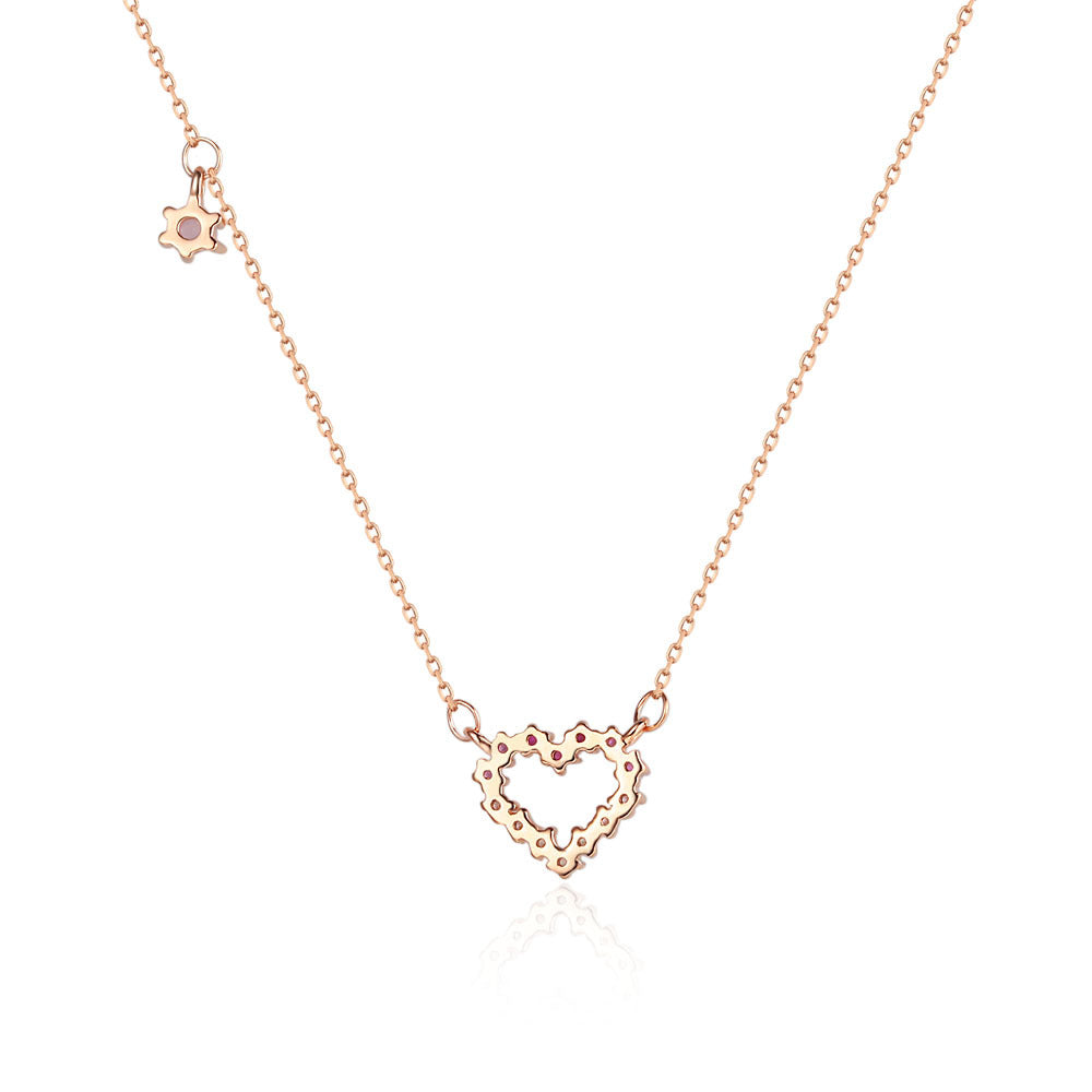 S925 Sterling Silver Heart-shaped Short Clavicle Chain