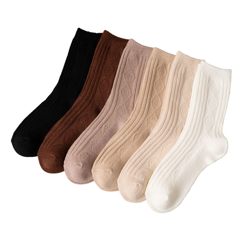 Double Needle Wool Warm Mid-calf Socks