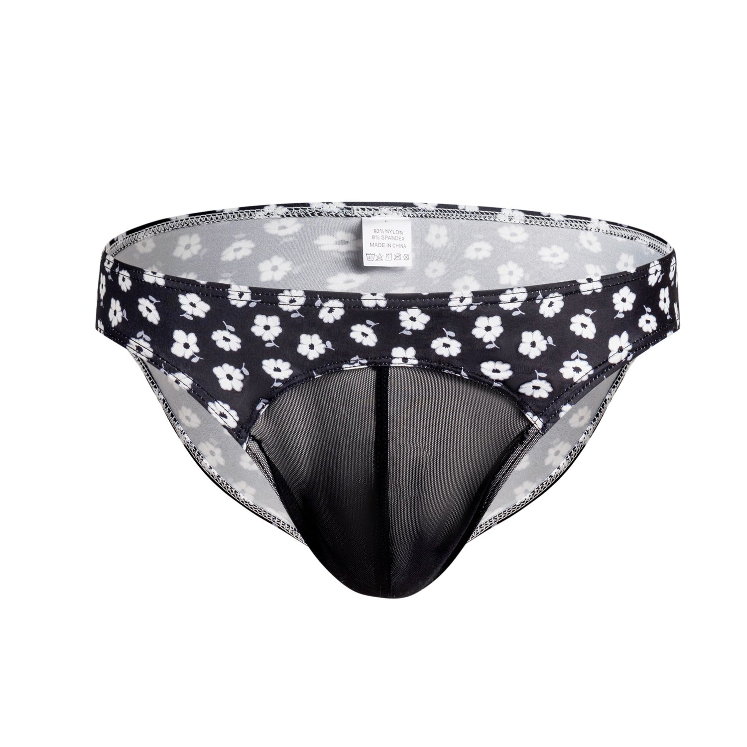 Men's See-through Mesh Panties Big Bag Low Waist Printing