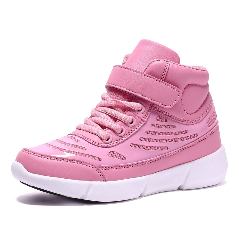 Flying Woven High-top Velcro Casual Shoes Fluorescent Shoes Led Luminous Shoes