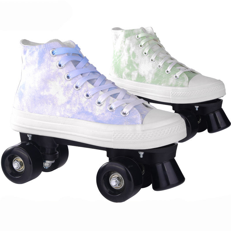 Camouflage Canvas Skates Double Row Four-wheeled Adult