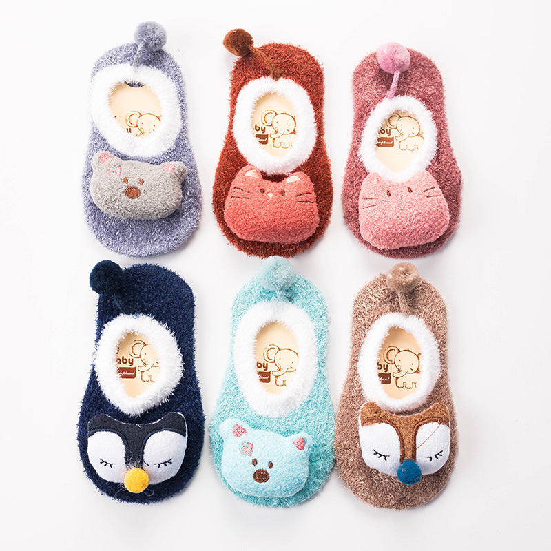 Feather Yarn Baby Cartoon Doll Non-slip Socks